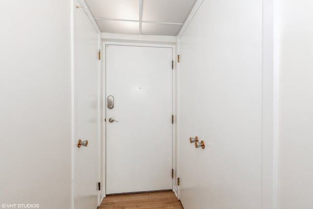 doorway to outside featuring light hardwood / wood-style floors