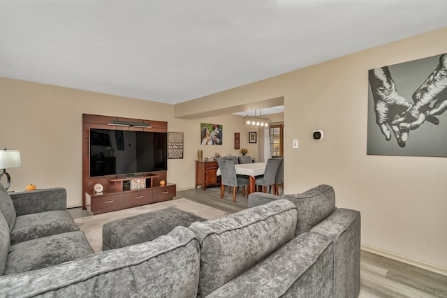 living room with light wood-type flooring