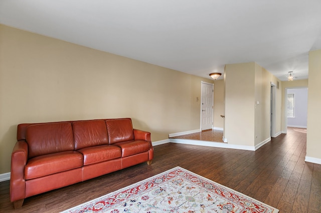 living room featuring dark hardwood / wood-style flooring