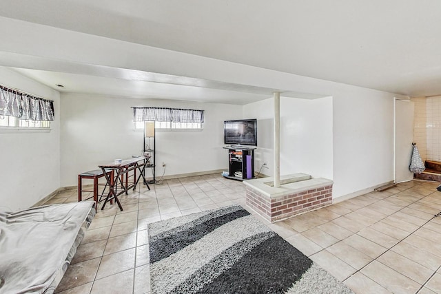 view of tiled living room