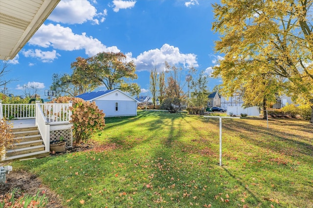 view of yard featuring a deck