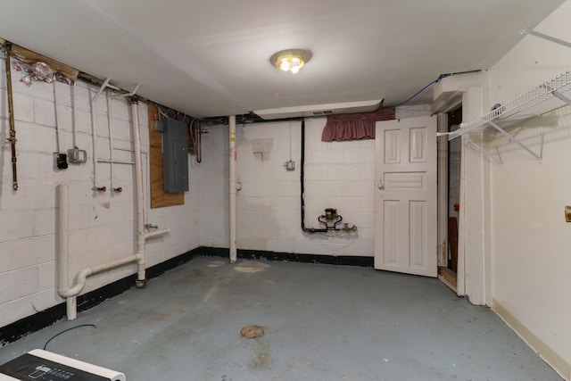 basement with electric panel