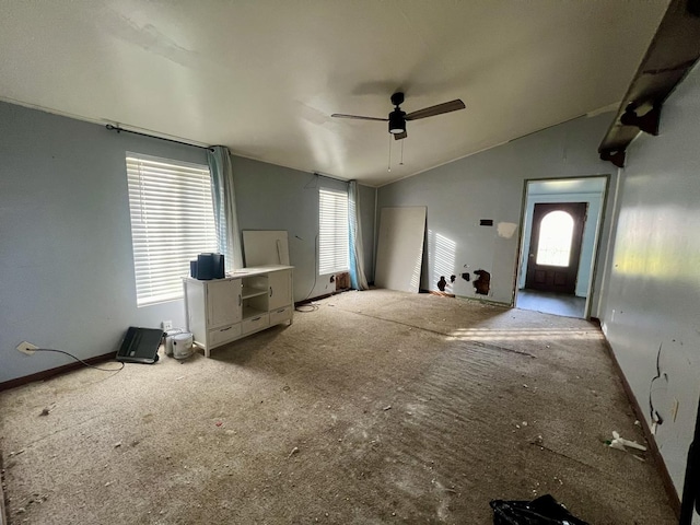 500 E 12th St, Georgetown, IL 61846 - living area featuring a ceiling fan and vaulted ceiling