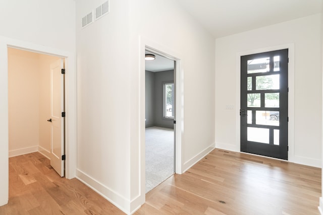 entrance foyer with light hardwood / wood-style floors