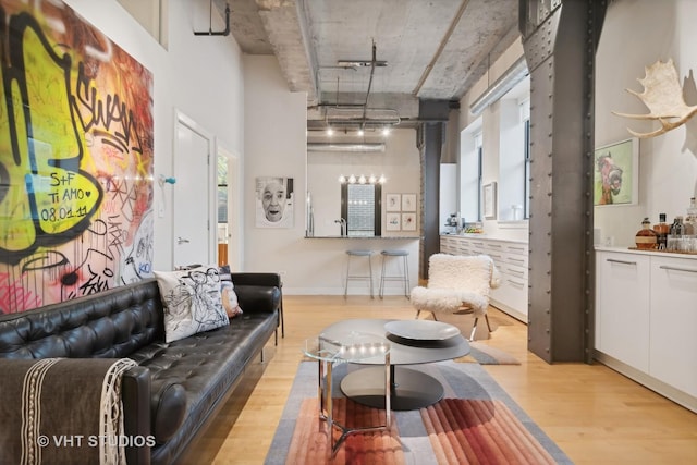 living room featuring light hardwood / wood-style floors