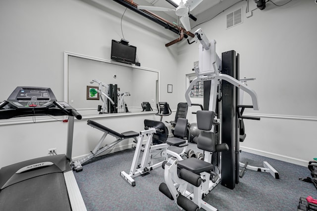 exercise area featuring carpet flooring