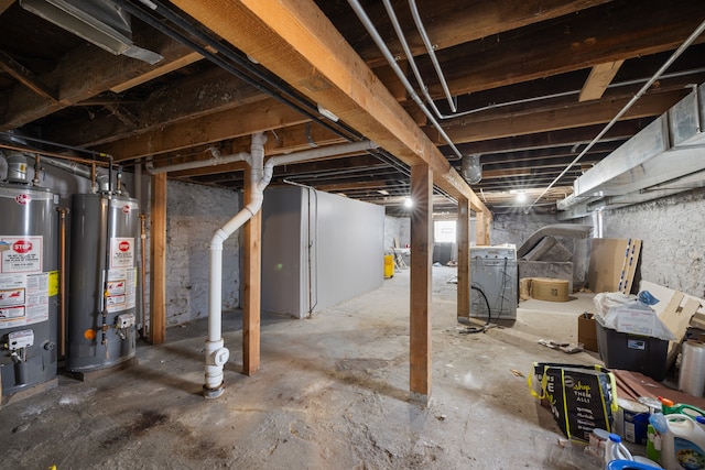 basement with water heater