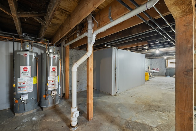 basement with gas water heater