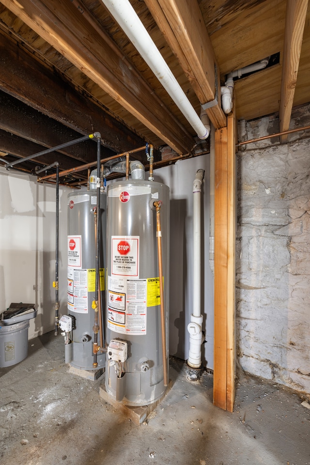 utility room featuring gas water heater