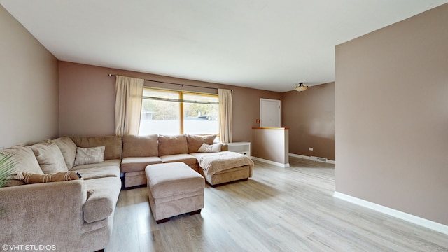 living room with light wood-type flooring