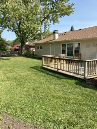 view of yard featuring a wooden deck