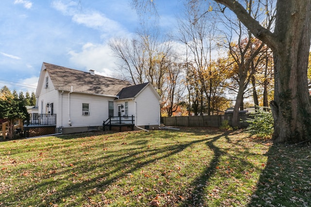 view of yard featuring a wooden deck