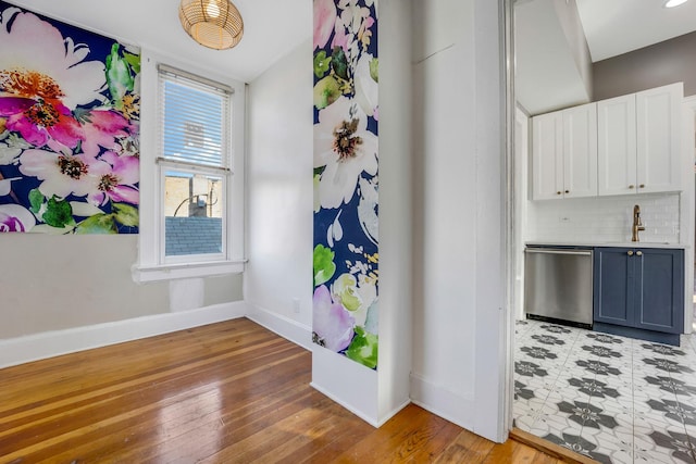 interior space featuring light hardwood / wood-style flooring and sink