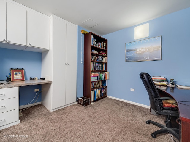 view of carpeted home office