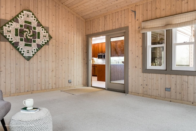 interior space with wood ceiling