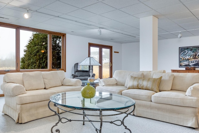 living room with rail lighting