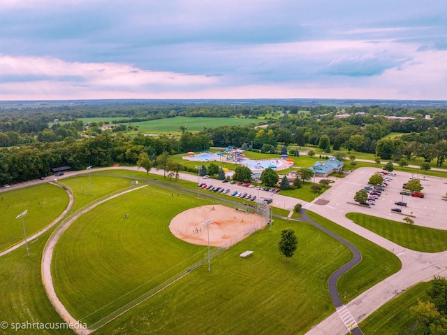 view of aerial view at dusk