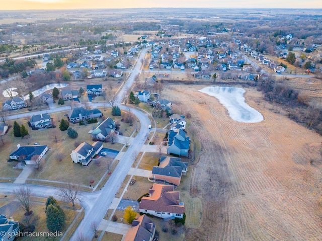 view of aerial view at dusk