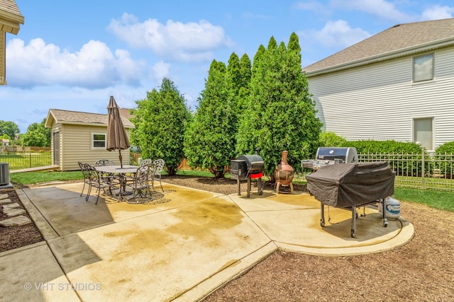 view of patio / terrace featuring area for grilling and central AC