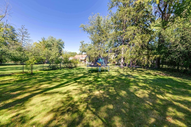 view of yard featuring a trampoline