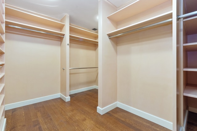 walk in closet with hardwood / wood-style floors