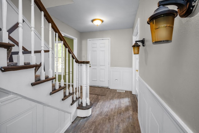 entrance foyer with dark wood-type flooring