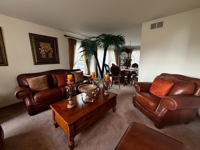 living room with carpet