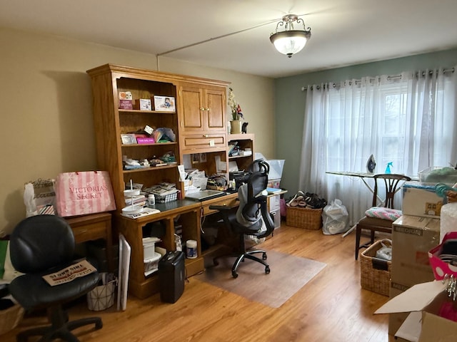 office space featuring light wood-type flooring