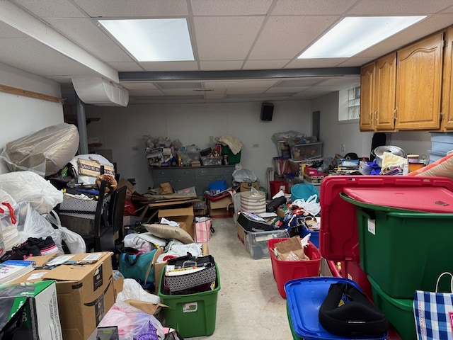 basement with a drop ceiling