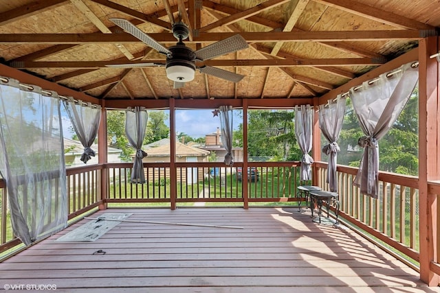 1242 E 98th St, Chicago, IL 60628 - unfurnished sunroom with a ceiling fan and lofted ceiling