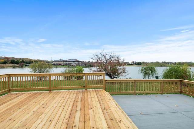 deck with a water view