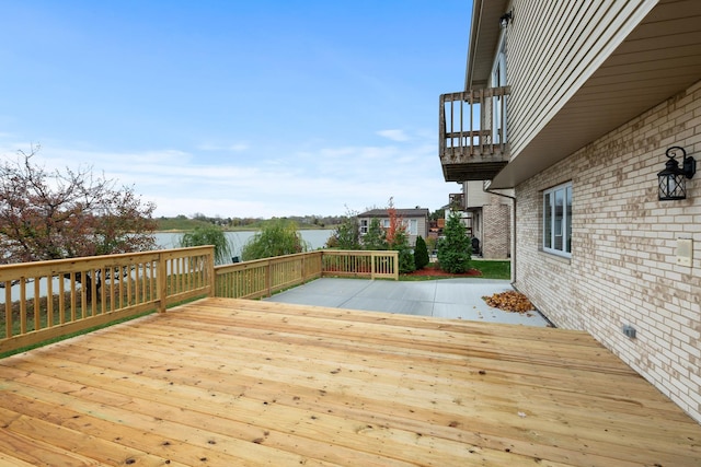 deck with a water view