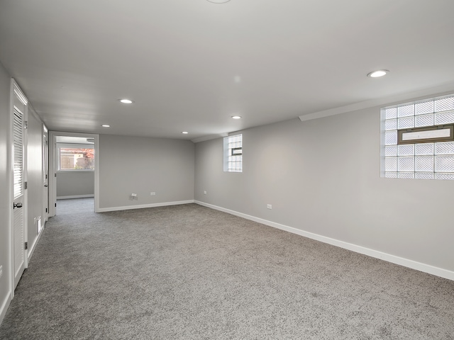 basement featuring carpet