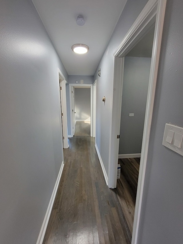 corridor with dark hardwood / wood-style floors