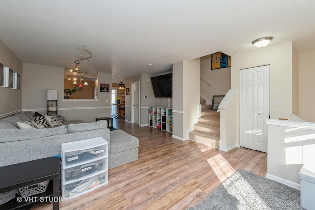 living room with hardwood / wood-style floors