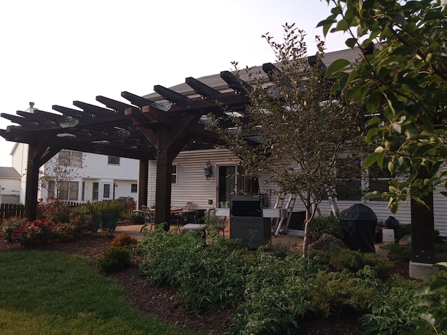 view of patio / terrace featuring a pergola