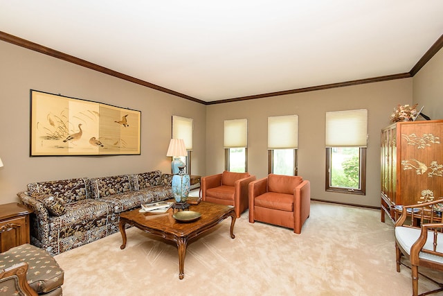 1385 Montgomery Dr, Deerfield, IL 60015 - living area featuring light colored carpet and ornamental molding