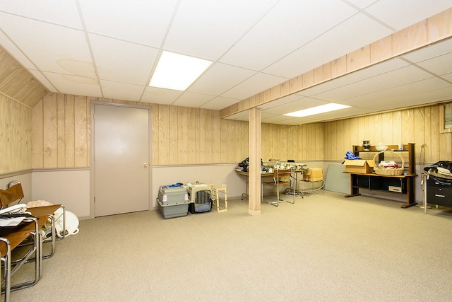 1385 Montgomery Dr, Deerfield, IL 60015 - carpeted office space featuring wood walls and a paneled ceiling