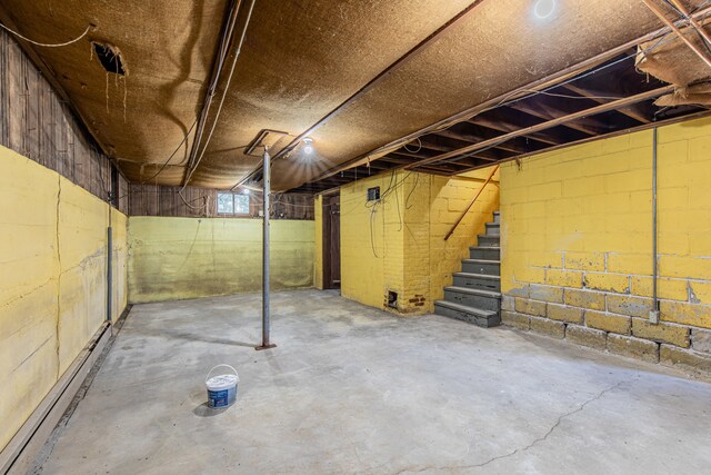 basement with a baseboard radiator