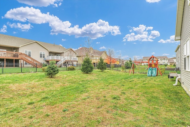 view of yard with a playground