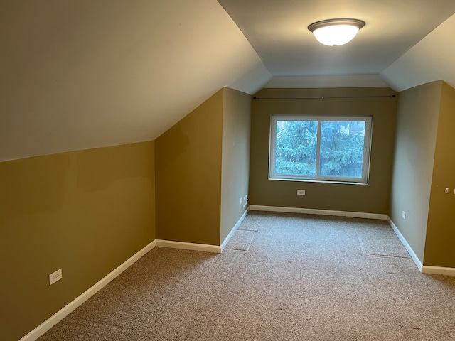 additional living space featuring carpet floors and lofted ceiling