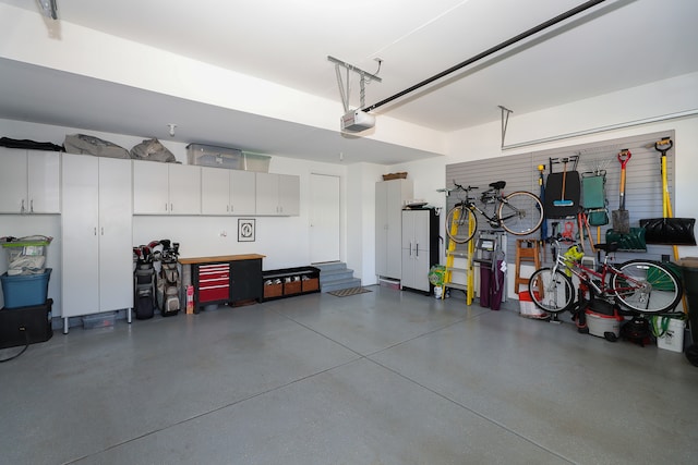 garage with a garage door opener