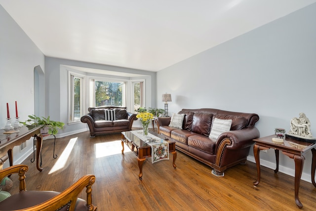 living room with hardwood / wood-style floors