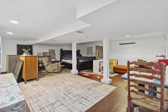 bedroom with light hardwood / wood-style floors