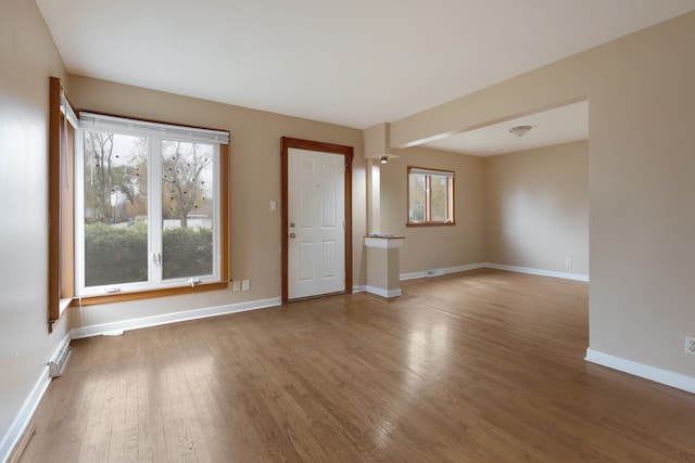 unfurnished room with a wealth of natural light and wood-type flooring