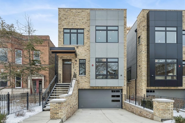 contemporary house featuring a garage