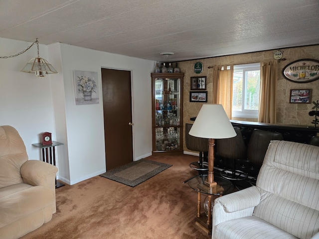 living room with carpet flooring