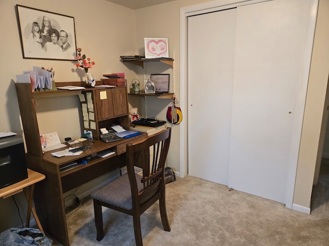 view of carpeted home office