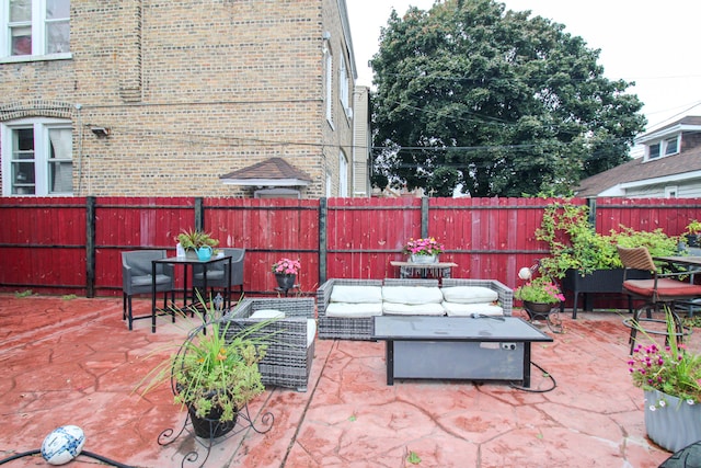 view of patio / terrace featuring an outdoor living space