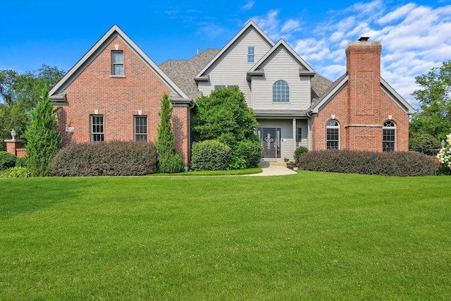 view of property featuring a front lawn